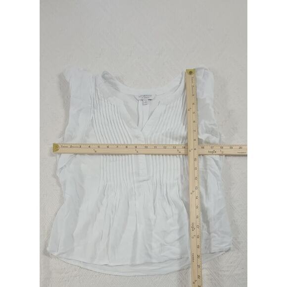 Liverpool Stitch Fix women white flutter sleeve blouse Size Med P office church - Picture 5 of 8